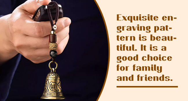 Chinese Feng Shui Bell Six Character Pure Brass Bells Window Door Home Pendant Car Keychains Beautiful Symbolism Good Luck Wealth and Safe for Home Decoration, Office Decoration(2.6x1.5x1.1in) 20 1