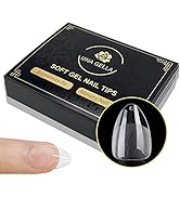 UNA GELLA Soft Gel Nails Tips Pre-file | 240 Short Almond Gel Tips | Full Short Almond Press On N...