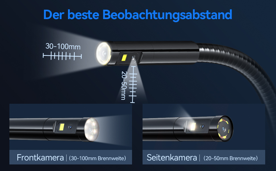 Dual Lens 1080P Endoskopkamera, HD Endoskop Inspektionskamera mit 5-Zoll-IPS Bildschirm, IP67 ...