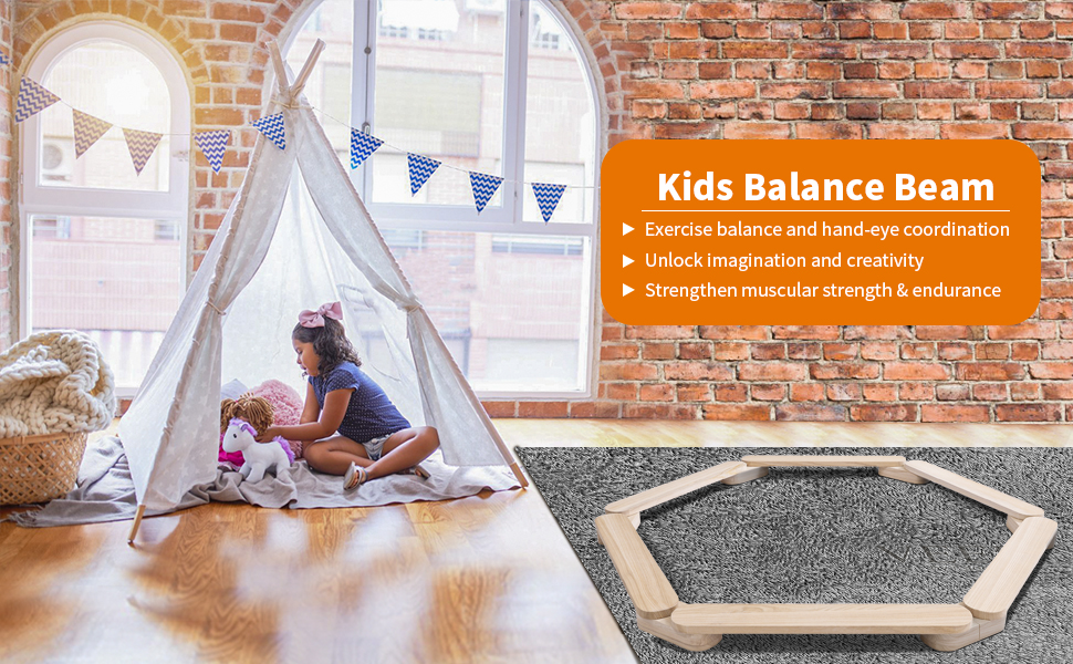 BommJokker Wooden Toddler Balance Beam 13 Pcs Balance Boards Kids