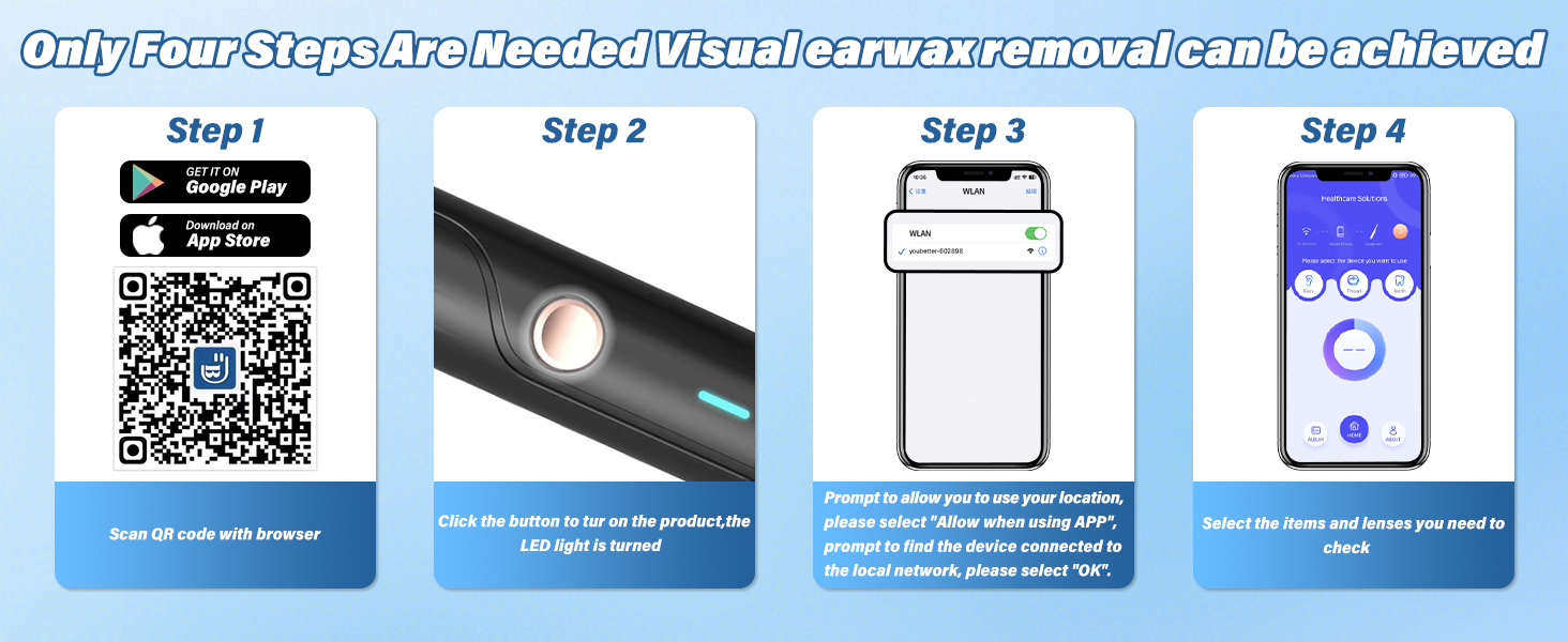 TopQuaFocus Electric Camera Earwax Removal Kit 1000P HD Otoscope