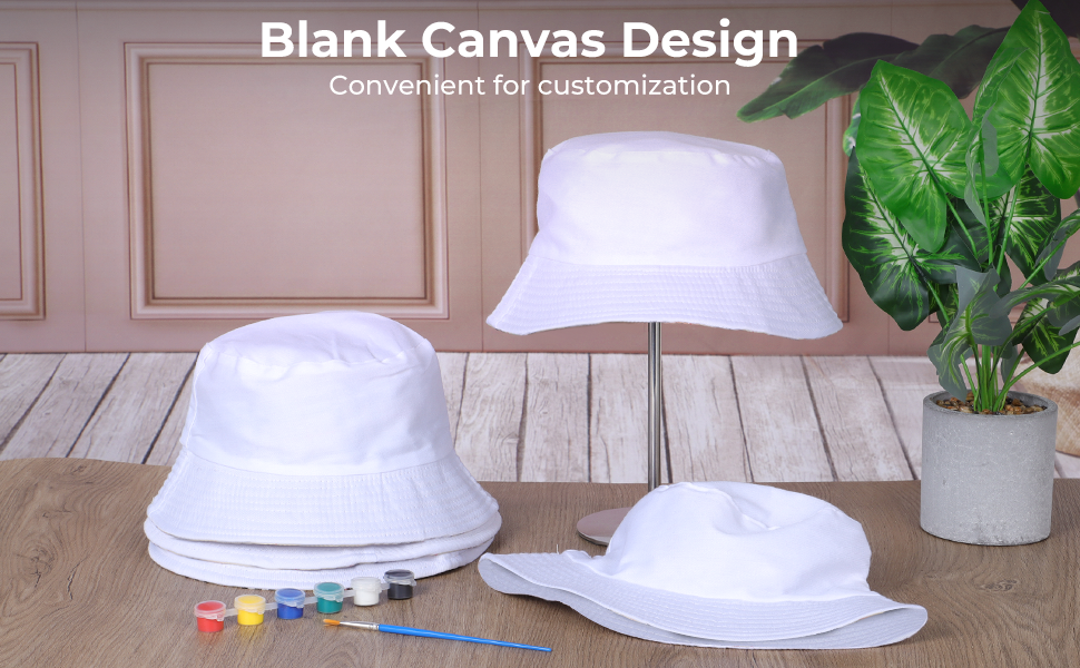 6 Pcs White Bucket Hats Bulk, Sublimation Hats Blank Beach