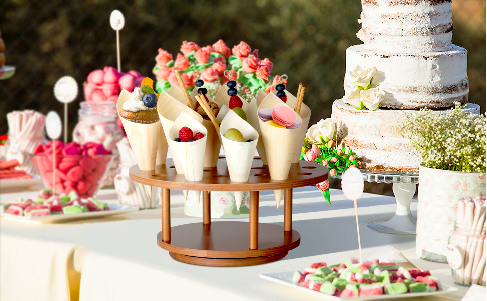 360°Rotating Ice Cream Cone Holder Stand, Charcuterie Cones