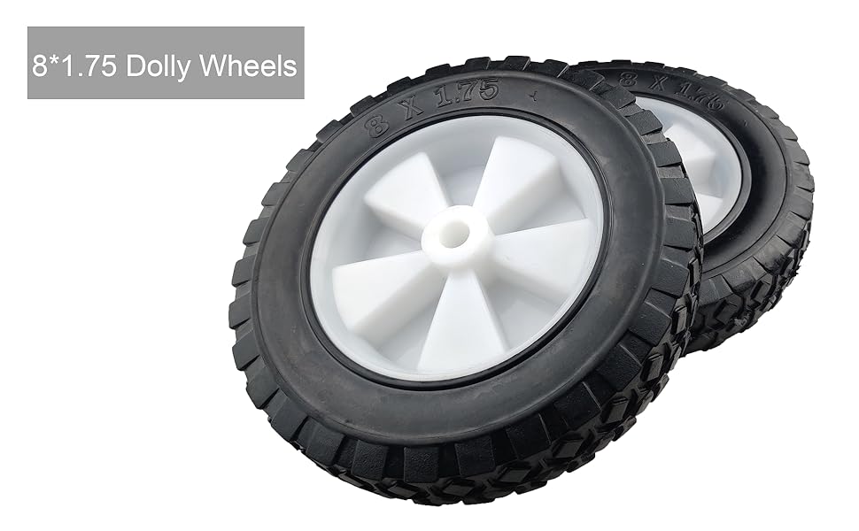 KUANMIN 2 pcs Dolly Wheels, 8 inch Solid Rubber Wheels, 8