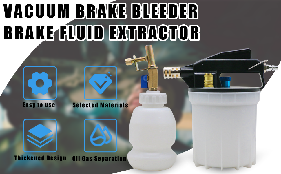 XiTuanYuan Pneumatic Brake Fluid Bleeding Kit, 2L Vacuum Brake Bleeder