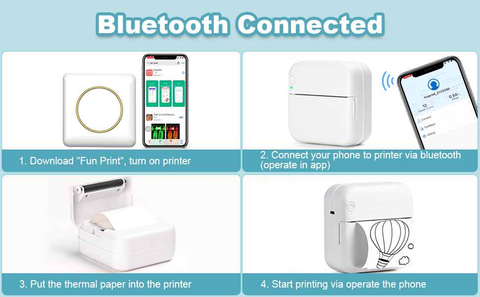 Mini Thermal Printer with 10 Rolls Printing Paper