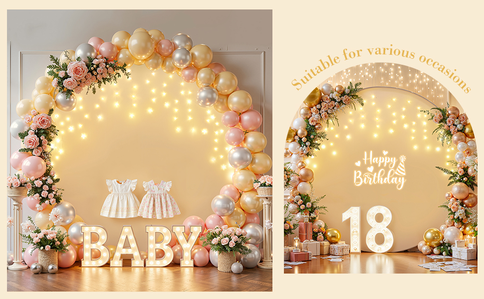 round backdrop covers circle background for birthday party