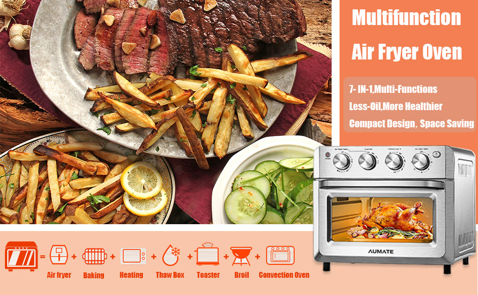 AUMATE Air Fryer Toaster Oven, 7in1 Countertop Convection