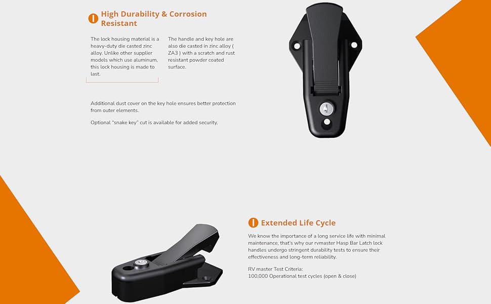 RV Master RV/Cargo Trailer Ramp Door Hasp Bar Latch Lock