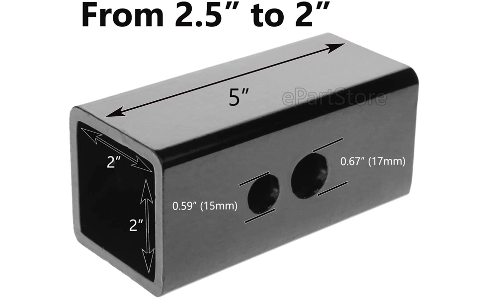 LFPartS 2.5" to 2" Metal Trailer Receiver Hitch Adapter