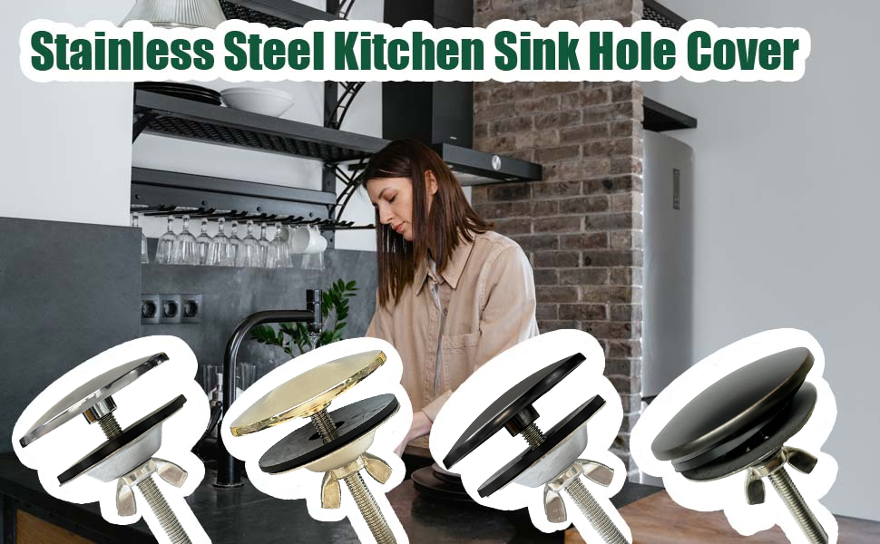 syk　水槽蓋　720x270 Amazon.com: 不銹鋼廚房水槽孔蓋2 英吋(約2.5 公分)水龍頭孔蓋