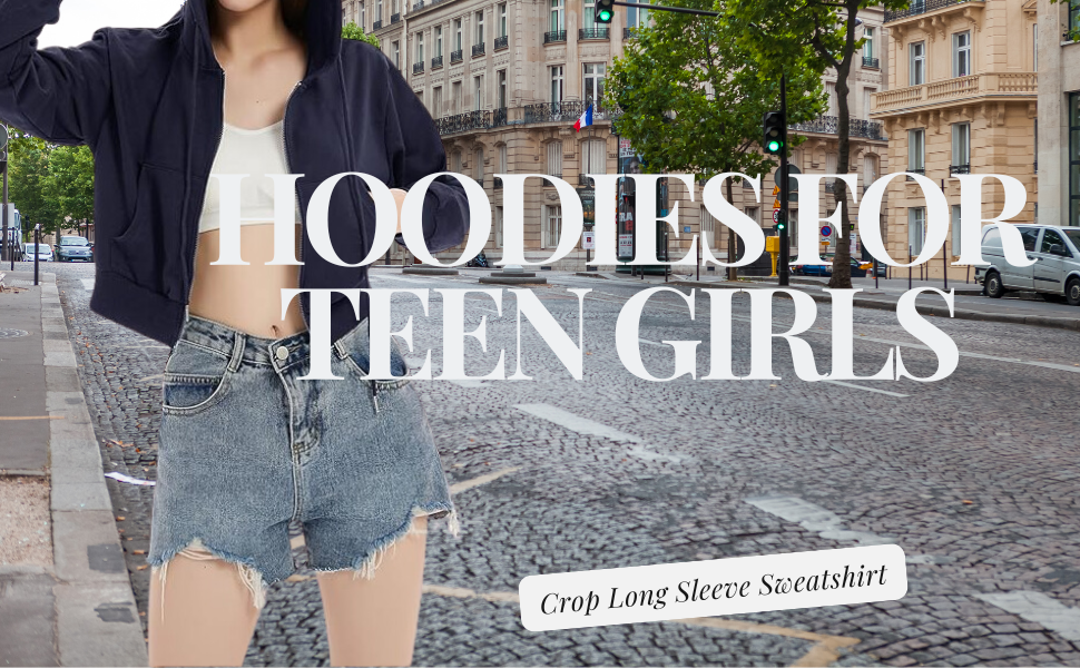 Zip Up Hoodie Women Hoodies for Teen Girls Crop Long Sleeve Sweatshirt Trendy Y2K Crop Tops Jacket