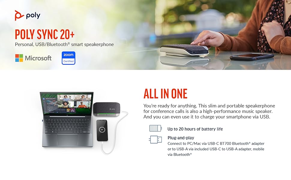 新品未使用　poly SYNC20+ M USB-C USB Bluetooth Amazon.com: POLY - Sync 20+ USB-A Personal Bluetooth Smart