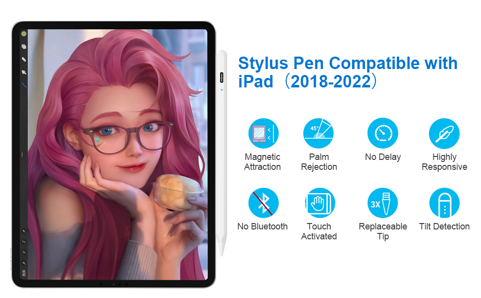 Stylus Pen with Tilt Sensitivity and High with