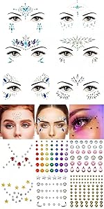 WIDELY TOY face rhinestone stickers resin diamond temporary tattoos gems sheet of body eye makeup