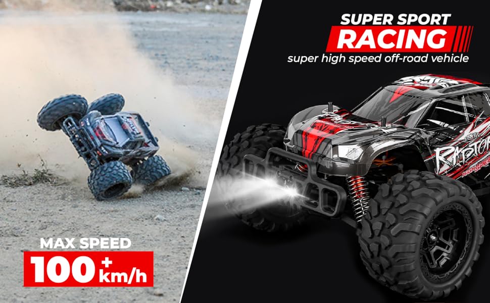 WildLoop 100 kmh 1/8 4x4 Brushless Fast RC Truck, RTR, All