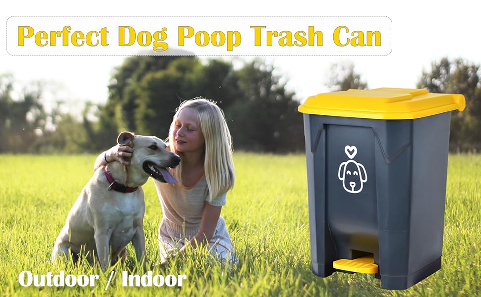 Outdoors Dog Poop Trash Can with Lid & 290PCS Biodegradable Waste Bags