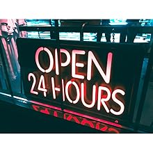 clothing store open 24hrs sign 
