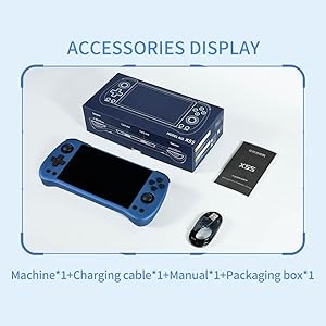 X55 Handheld 16G+256G Retro Arcade Handheld Game Console Built-in 30,000 Games, JELOS System & RK3566 CPU, 5.5-Inch Portable Video Gaming Console for Kids Adults - Blue 15 Powkiddy X55 Handheld Game Console for Kids Adults