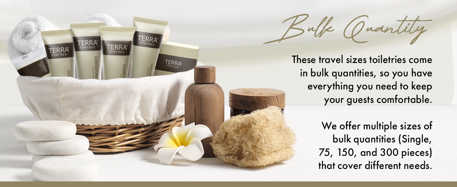 Terra Therapy Hospitality Set Cleansing bar shampoo conditioner lotion body wash