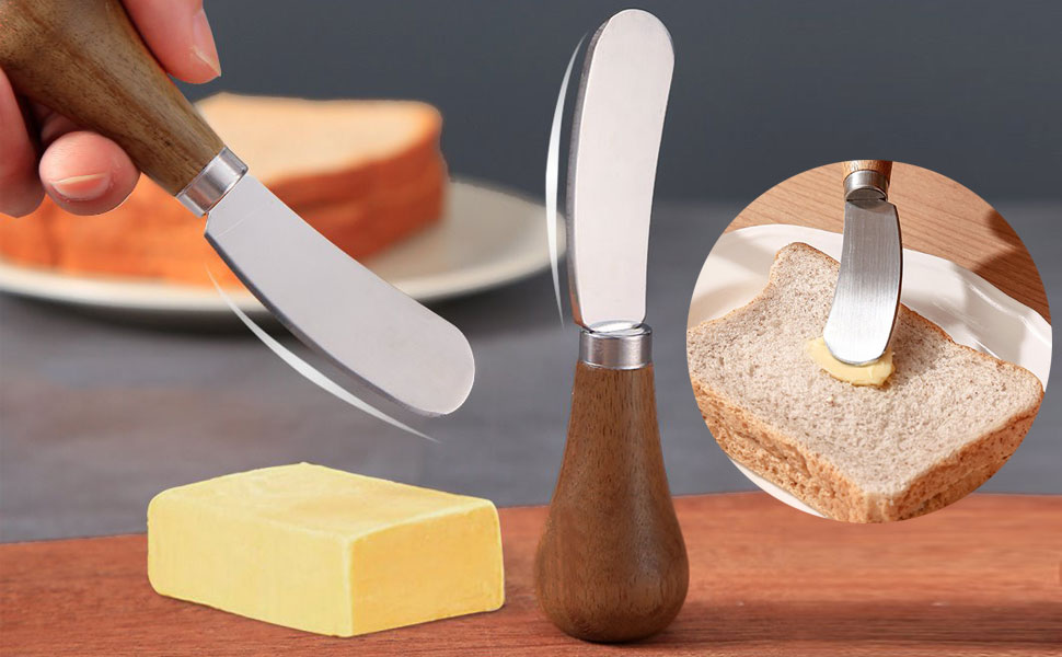 2 Pack Butter Spreader Knife Standing, Stainless Steel Cheese Spreader Knives with