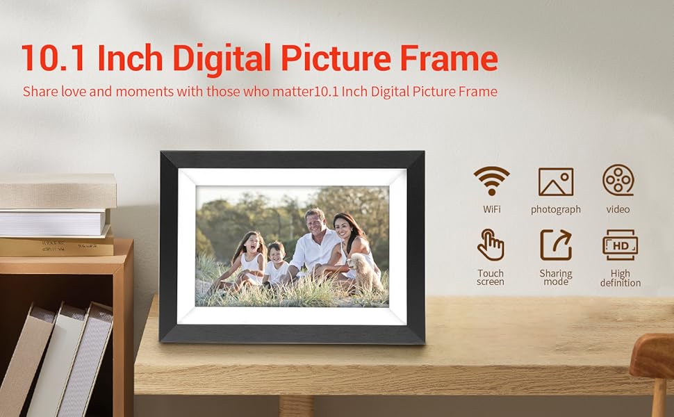 Frameo 10.1 Inch Digital Picture Frame,1280x800 IPS HD Touch Screen