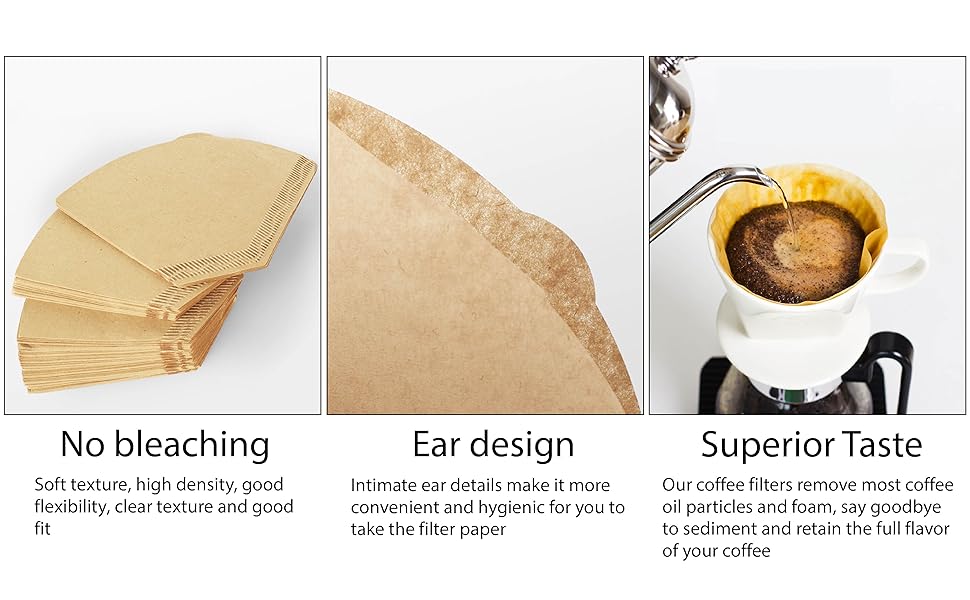 joaoxoko Coffee Filter 2 Cone Paper, 100 Sheets Disposable