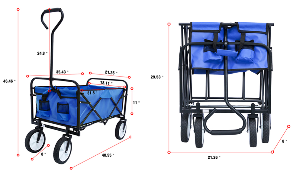 Canvas Wagon with Wheels Foldable, Collapsible Folding