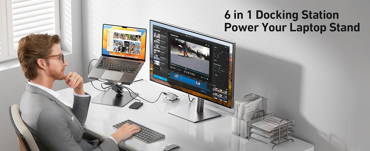 BENFEI Laptop Stand with USB C 6in1 Docking Station