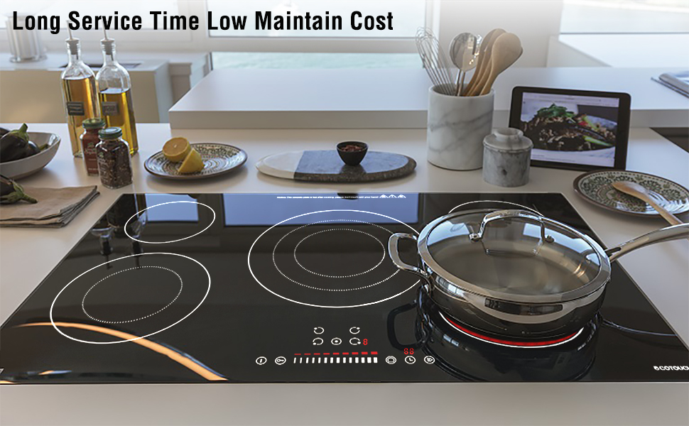 ecotouch 36 inch electric cooktop 5 burner built in high power