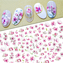Doneace Flower Nail Art Stickers Decals Colorful Cheery Blossoms 3D Nail Sticker