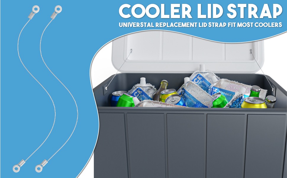 NATIKON Heavy Duty Stainless Steel Cooler Lid Strap Replacement for Coleman and