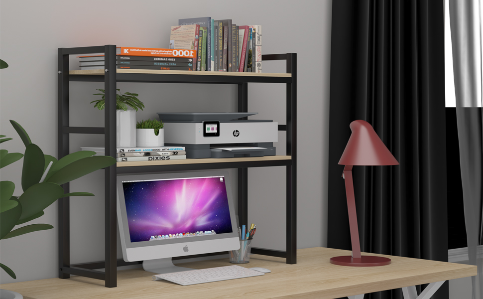 ybaymy Desktop Bookcase Desk Display Shelf 2Tier Computer Desk