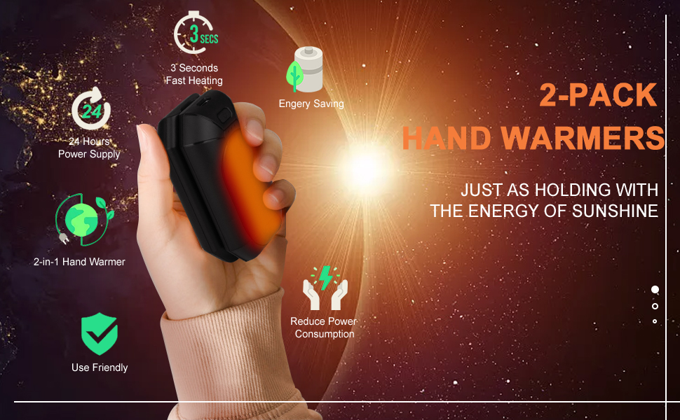 2 Pack Hand Warmers Rechargeable, Electric Hand Warmer Reusable, USB Handwarmers