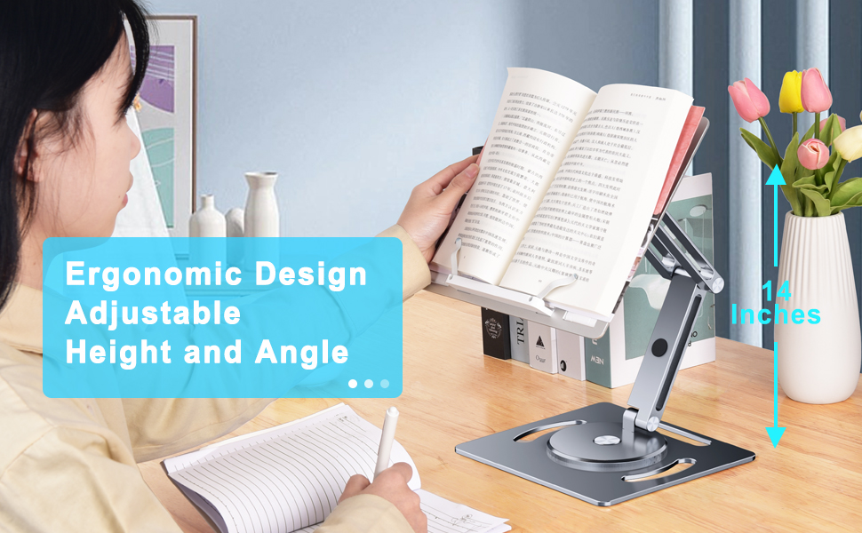 OATSBASF Book Stand for Reading, Rotating Book Holder
