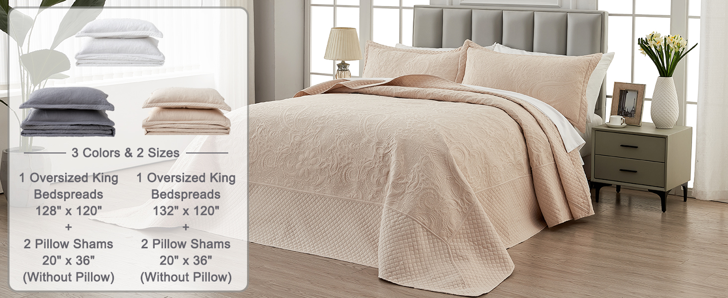 SUCHDECO Oversized King Bedspreads 128x120 inches Oversized King Quilt