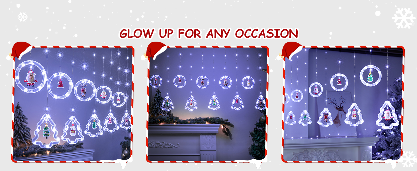 BLOOMWIN Xmas Window Lights, 3m Christmas Curtain Lights USB Xmas Tree