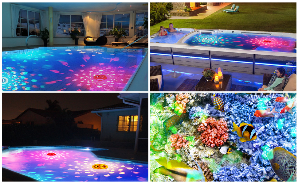 COAOD Swimming Pool Floating Lights, Submersible Light Show with 4