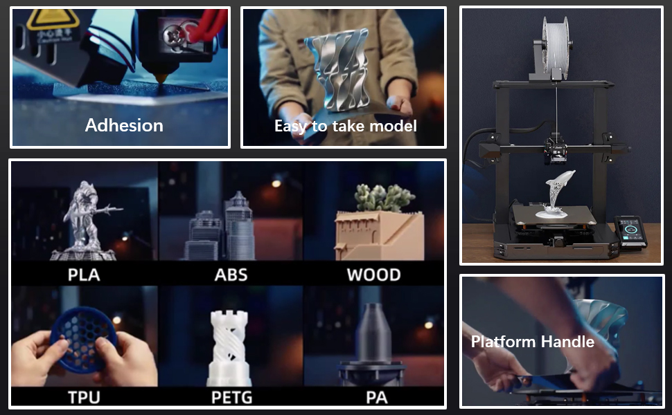 Creality 3Dプリンターと互換性があります。また、PLA/PETG/PEEK/ABSなどの全てのフィラメントとも互換性があります。