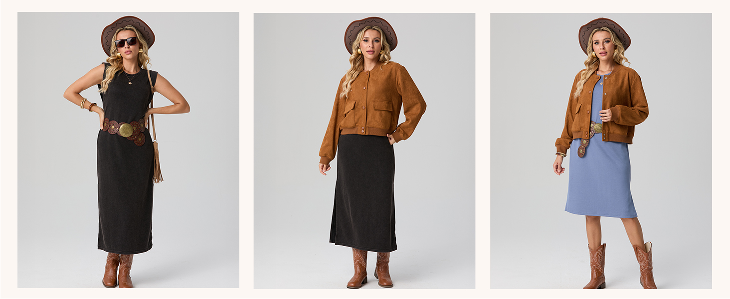 Fall - Ready Dress Looks: maxi dress with bomber jackets