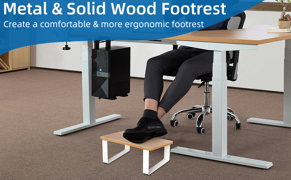 Foot Rest for Under Desk, New Upgrade Wooden with Metal
