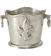 WHW Whole House Worlds Luxury Champagne Bucket Wine Cooler, French Flair, Fleur de Lis Crest, Han...