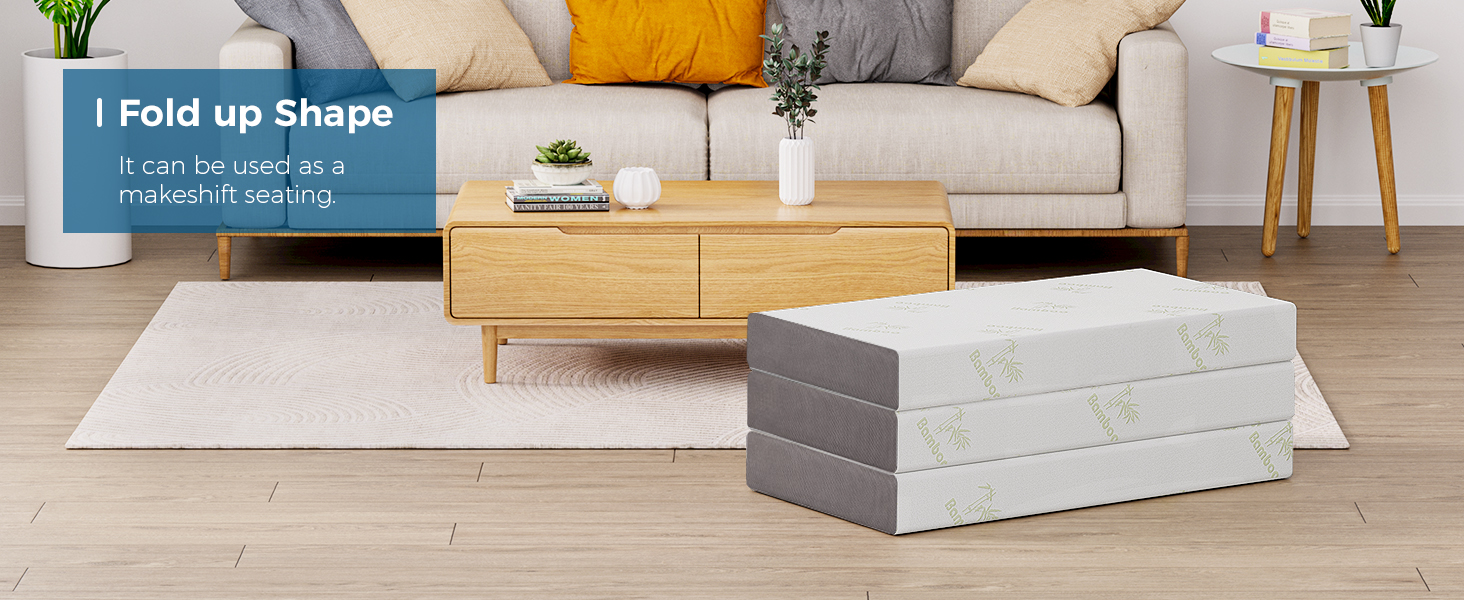 Inofia Full Folding Mattress, 4 Inch Trifold Memory Foam