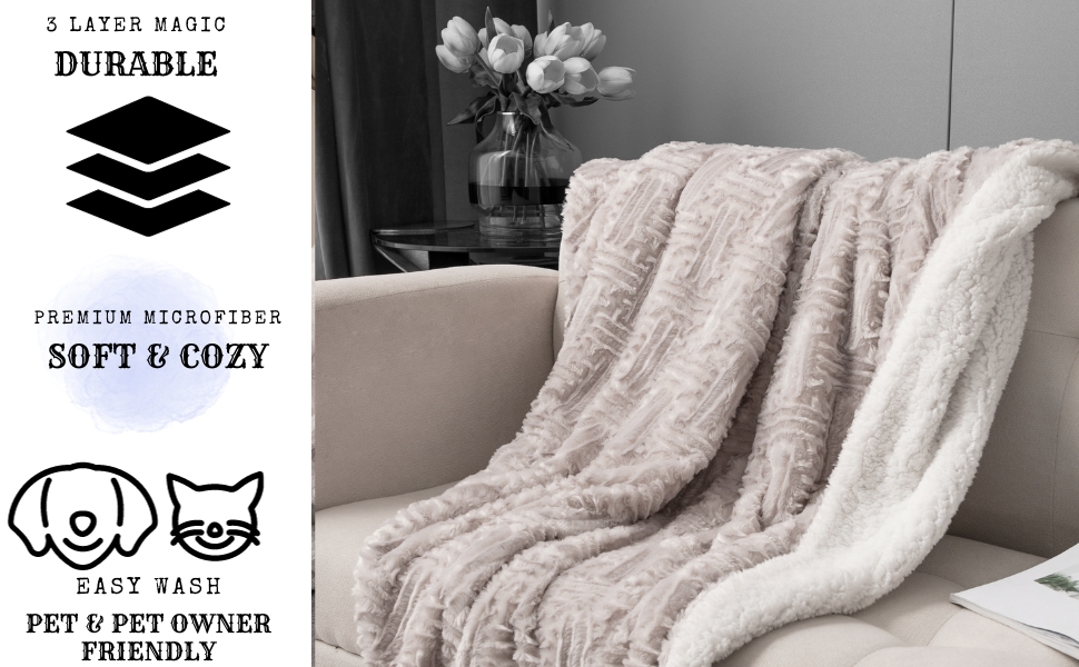 lavender grey faux fur throw blanket for sofa and couch