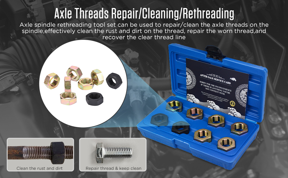 Axle Spindle Rethreading Tool Set Repair/Cleaning Threading Tools High