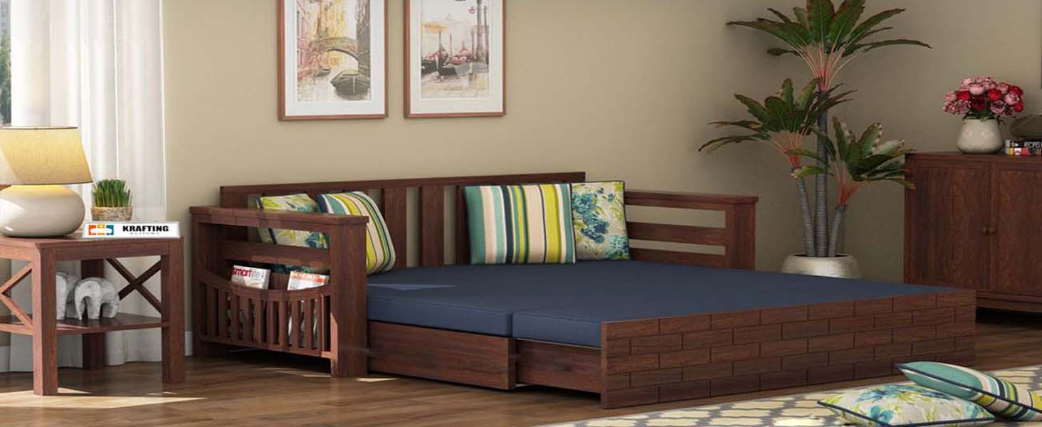 Wooden Sofa Cums Bed for Living Room