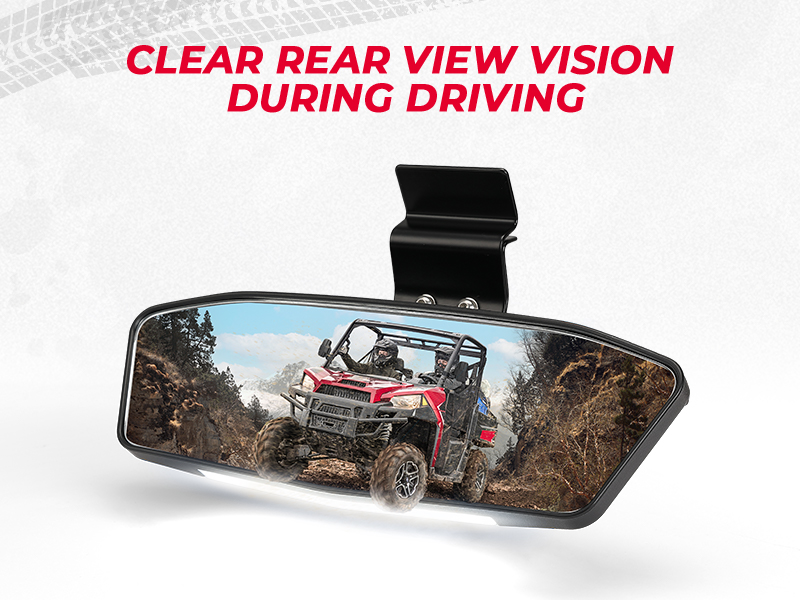 KEMIMOTO UTV Rear View Mirror with LED Light Compatible