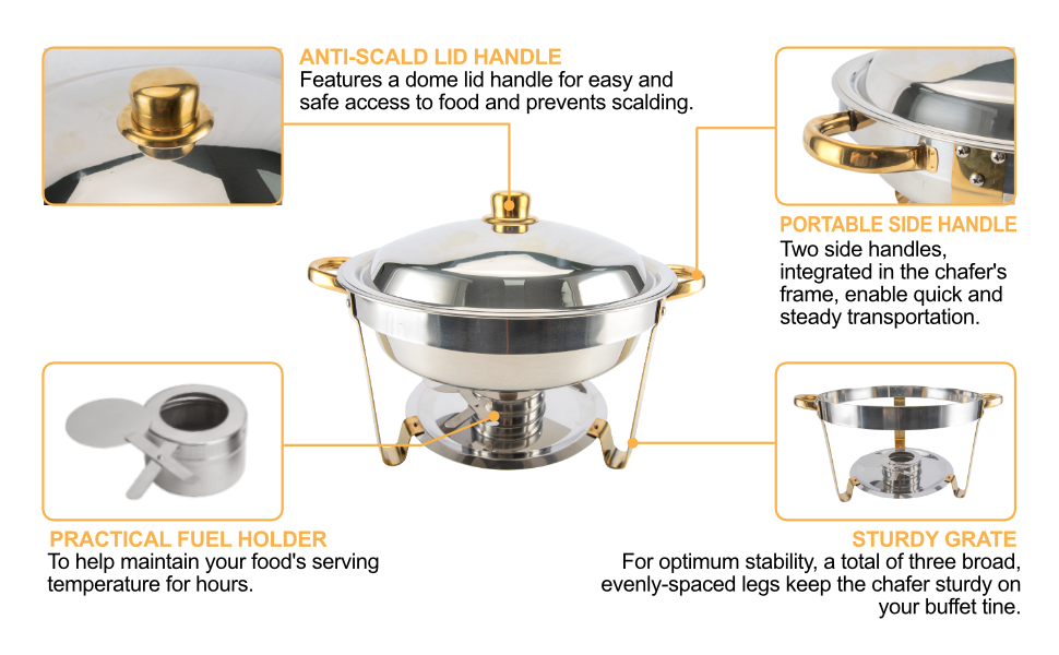 Festa Essential 4 Pack Chafing Dish Buffet Set Stainless