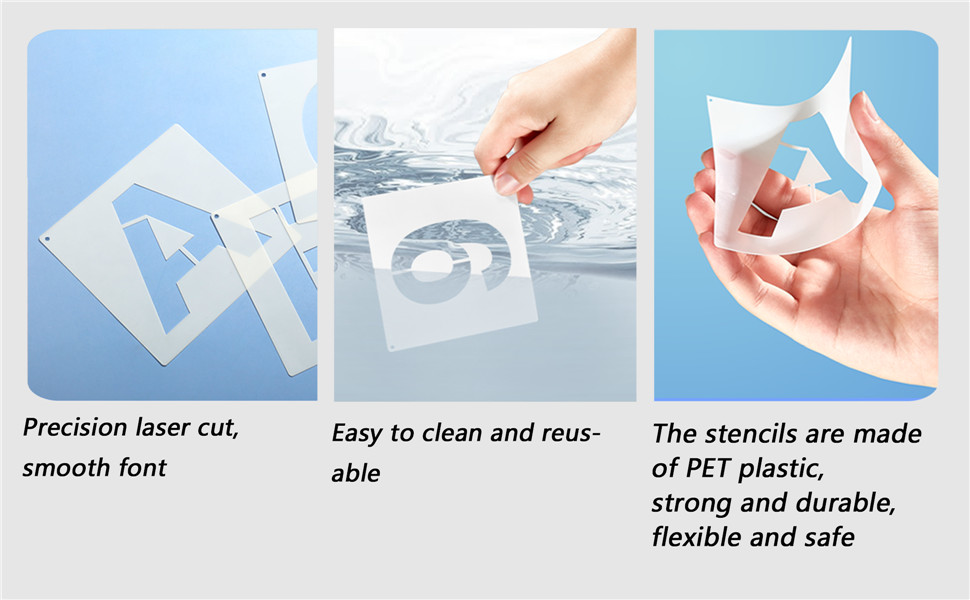 36Pcs Alphabet Art Craft Stencils Kit 5 Inch Reusable