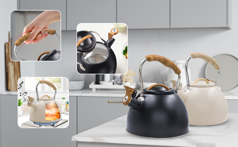 Awvlvwa Whistling Tea Kettle for Stovetop, 2.6 Quart